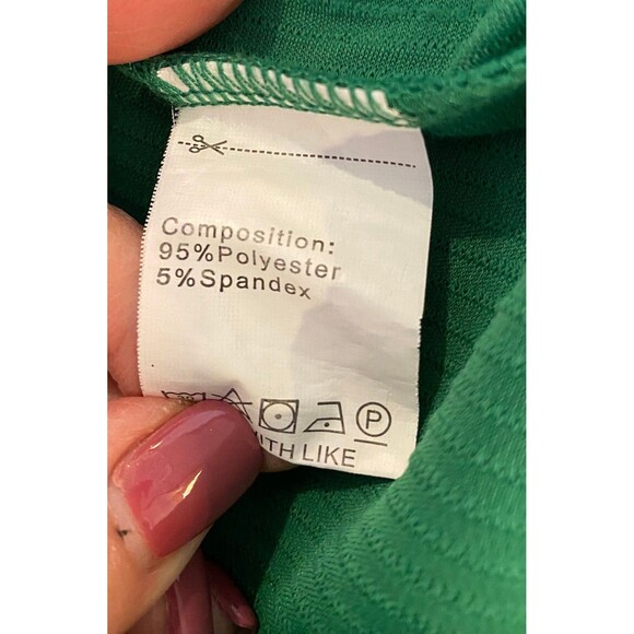 Trendy Queen Blouse Emerald Green Woman’s Size Large Blouse w/ Lace Dressy - Picture 10 of 12